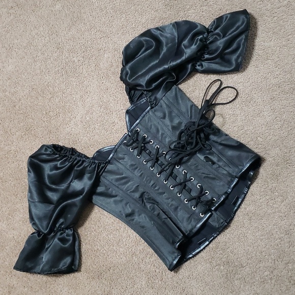 Gothicxo Black Corset Goth Emo Punk Metal Clasps Size XL Steampunk Gothic xo - Picture 10 of 11